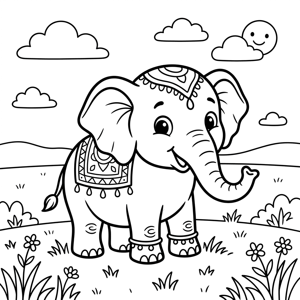 Elephant Coloring Pages: cute baby elephant